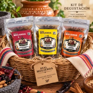 kit_de_degustacion_250g Kit de Degustación Real Molienda | Mole Picoso + Mole Dulce + Adobo Costeño | 3 × 250g